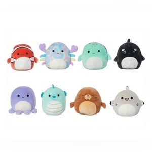 8 5” Sea Life Kellytoy Squishmallows - Sealife Mini Pack 8 5” Squishmallow